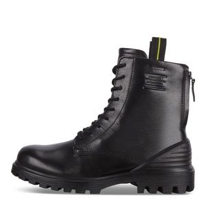 Women’s ECCO TredTray Black Leather Combat Boots 7
